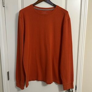 Orange Waffle Fitted Crewneck long sleeve shirt Banana Republic Sz XL